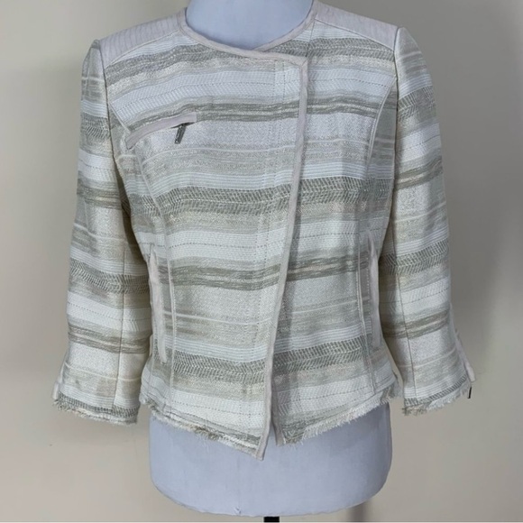 White House Black Market WHBM Asymmetrical Crop Jacket Blazer - Picture 2 of 10